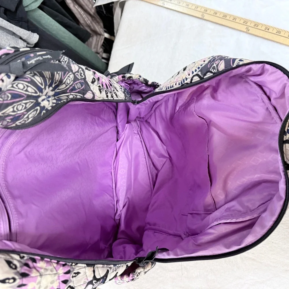 Vera Bradley Mimosa Backpack Impressionist Dots Quilted Purple Laptop Bag 17x14